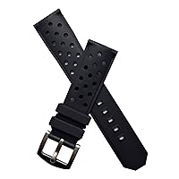 TH-22-01-0015P - 22 mm Black rubber pin buckle watch band compatible with TAG Heuer Formula 1 watches with 22 and 21.5 mm lug widths