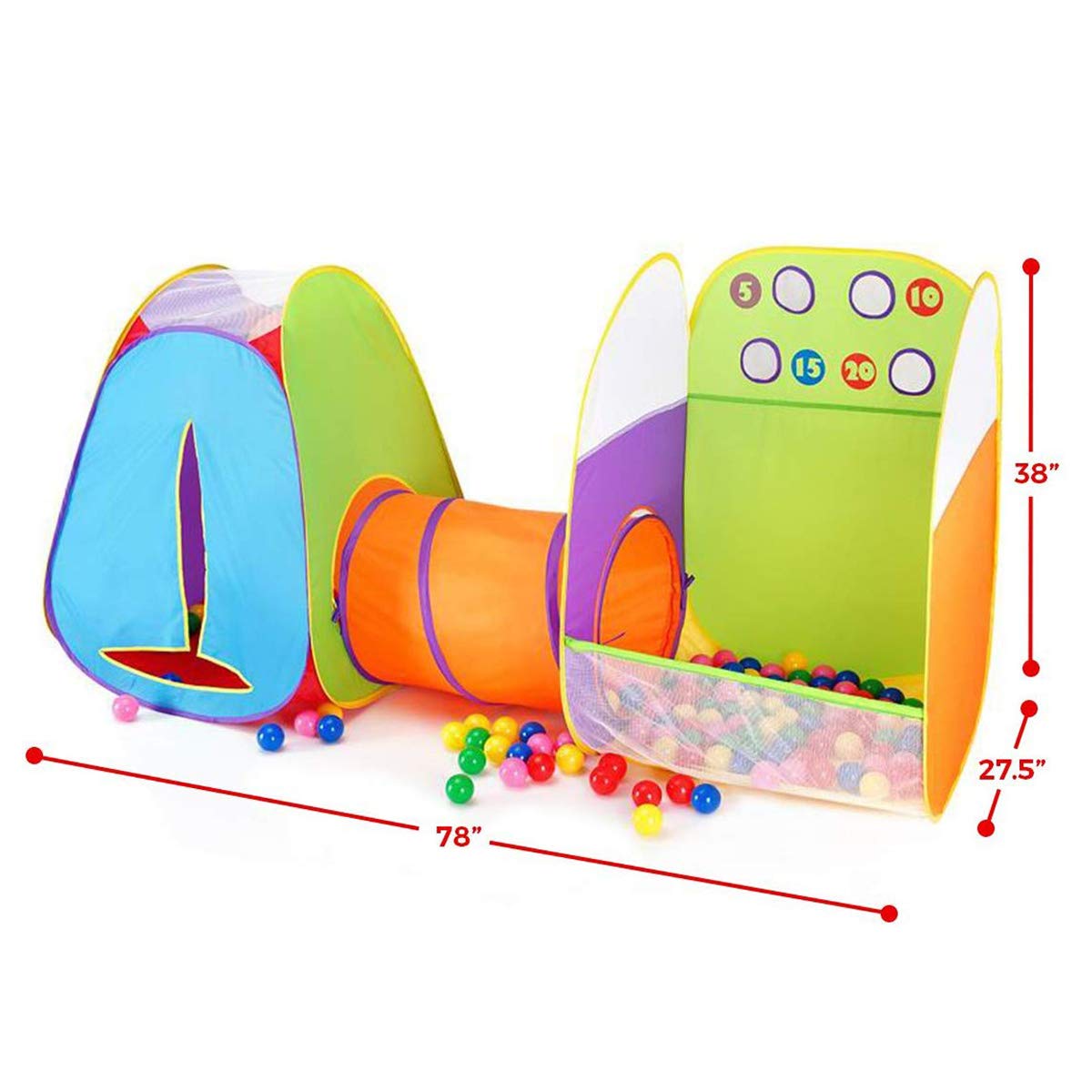 Kids Tent Fun Toss It Game Zone 3-in-1 Pop Up Tent Play Tents Indoor Outdoor Tent Great Game & Toy Gift for Children Fun by Alvantor (Include 4 Balls)