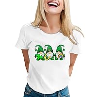 Holiday Tops for Women Dressy Sparkly Womens Happy Saint P Day Printed Short Sleeve O Neck T Shirt Top Spandex