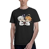 Anime Manga The Promised Neverland T Shirt Mens Summer Round Neckline Tops Cotton Casual Short Sleeve Shirts