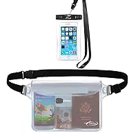 AiRunTech Waterproof Cell Phone Bag, 2 Pack Waterproof Dry Bag for Fishing, Sledding,Skating,Skiing,Snowshoeing Universal Waterproof Pouch for iPhone(1 * Phone case(Clear) + 1 * Fanny Pack(Clear))