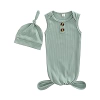 Long Sleeve Bodysuit Hat Set Soft Viscose Infant Sleeper Baby Sleep Gown with Mittens Size 2 Toddler Boy Clothes