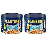 PLANTERS Lightly Salted Cashew Halves & Pieces, Party Snacks, Plant-Based Protein, 8 Oz Canister (Pack of 2)