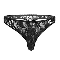 Men Erotic Lace G-Strings Sexy Hollow Out Thongs Gay Underpant Nightclub Party Lingerie Mesh Stretch Jockstrap Briefs