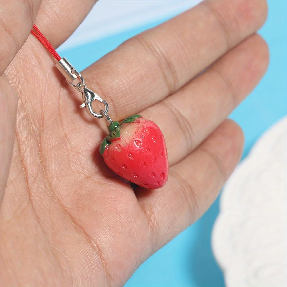 Y2K Phone Charms Cute Aesthetic Cell Phone Charm Strap Pink Kawaii Strawberry Butterfly Star Phone Chain Lanyard Accessories for Phone Bag Keychain Camera Pendants Decor