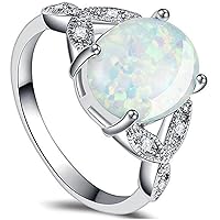 Stainless Steel Oval Shape Created Opal Wedding Engagement Promise Anniversary Valentine Ring