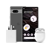 Google Pixel 7a and Pixel 30W Charger Bundle – Unlocked Android 5G Smartphone with Wide-Angle Lens - Charcoal + Pixel Buds A-Series – Wireless Earbuds – Clearly White (Amazon Exclusive)