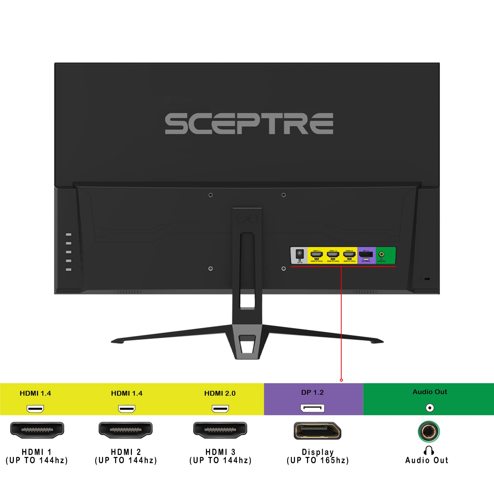 Sceptre 27-inch IPS Gaming Monitor up to 165Hz DisplayPort HDMI 300 Lux Build-in Speakers, Machine Black (E278B-FPT168)