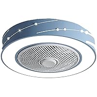 Chandeliers,46W Ceiling Fan Light， Children s Room Fan Ceiling Lamp Remote Control Invisible Fan Lamp Adjustable Wind Speed Quiet Bedroom Fan Light/Blue
