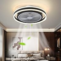HYQJUNE Ceiling Fan with Lighting and Remote Control LED Ceiling Lights 36 W Dimmable Round Fans Quiet Ceiling Lamp Living Room Bedroom Lighting Ceiling Light, Black