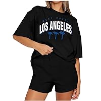 2 Piece Outfits for Women Fashion Sweatsuits Comfy Lounge Sets Graphic Tees and Shorts Set Comfy Pjs Sets Loungewear, Sweatsuits for Women Shorts, Tops and Shorts for Women