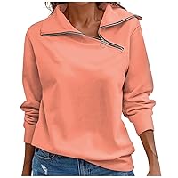 2023 Women's Tops Autumn and Winter T-Shirt Fashion Loose Women Pullover Sports Tops Quarter Zip Casual V Neck