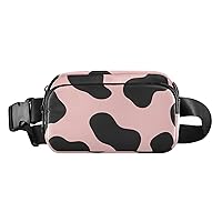 ALAZA Cow Spots Pink Background Belt Bag Waist Pack Pouch Crossbody Bag with Adjustable Strap for Men Women College Hiking Running Workout Travel