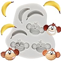 Monkey Banana Silicone Mold Monkey and Banana Cake Mold For Cake Decorating Cupcake Topper Candy Chocolate Gum Paste Polymer Clay Set Of 1