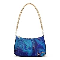 Shoulder Bags for Women Colorful Marble Texture Hobo Tote Handbag Small Clutch Purse with Zipper Closure