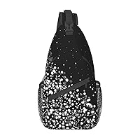 Black White Glitter Sling Bag Crossbody Backpack Sling Backpack Shoulder Bag For Women Men Cycling Hiking Travel