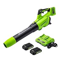 Greenworks 48V (2 x 24V) Cordless Axial Leaf Blower (125 MPH / 515 CFM / 125+ Compatible Tools), (2) 2.0Ah Batteries and Dual Port Charger Included