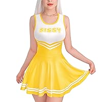 Littleforbig Women Sleeveless Overall Cheer Sissy Bodycon Mini Dress Skirt