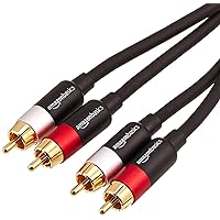 Amazon Basics 2 RCA Audio Cable for Stereo Speaker or Subwoofer with Gold-Plated Plugs, 15 Foot, Black