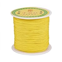 150 Yards 0.5mm Braided Nylon Crafting Thread Chinese Knotting Beading String Macrame Cord Rope for Necklace Bracelet Jewelry Craft Making, Gold