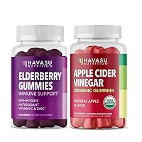 Elderberry Gummies & Apple Cider Vinegar Gummies | Potent Antioxidant Support | Immune Defense with Zinc & Vitamin C | Detox Cleanse with ACV | 60 Elderberry Gummies & 60 Apple Cider Vinegar Gummies
