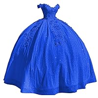 XYAYE Sparkly Tulle Quinceanera Dresses Puffy Lace Ball Gown Princess Sweet 15 16 Dresses with Train