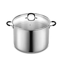 Cook N Home Stockpot Large pot Sauce Pot Induction Pot With Lid Professional Stainless Steel 24 Quart, with Stay-Cool Handles, silver