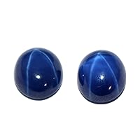 6 Rays Star Blue Sapphire 11 mm Pair of 2 Pcs Oval Cabochon Loose Gemstone for Jewelry Making ASP-020