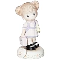 Precious Moments Growing in Grace Age 5 | Brunette Girl Bisque Porcelain Figurine | Birthday Gift | Birthday Collection | Room Decor & Gifts | Hand-Painted
