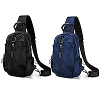 Crossbody Sling Bag for Women Men, Nylon Small Sling Backpack Chest Bag Cross Body Bag Hiking Travel Outdoor USB Charger Port