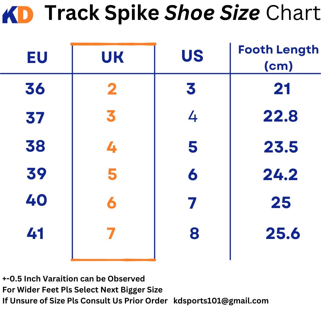 KD Vector Track Shoe Sprint Athletic Spike Long Jump Relay Running Shoe Hurdling (Size UK 2 - UK 10)
