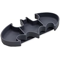Bumkins Toddler and Baby Suction Plate, Silicone Grip Dish, Babies and Kids, Baby Led Weaning, Children Feeding Supplies, Non Skid Sticky Bottom, Platinum Silicone, Ages 6 Months Up, Batman Gray