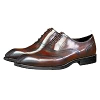 Men's Dress Shoes, Men's Oxford Shoes, Leather Stylish Lace-up Wingtip Brogues, Business Casual Dress Derby Shoes