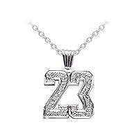 RYLOS Necklaces For Women Gold Necklaces for Women & Men 14K White Gold or Yellow Gold Personalized Diamond Number Plate Necklace Special Order, Made to Order Necklace