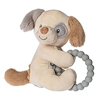 Mary Meyer Soft Baby Rattle with Soothing Teether Ring, 6-Inches, parky Puppy
