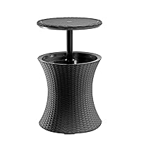 Keter Pacific Cool Bar Outdoor Patio Furniture and Hot Tub Side Table with 7.5 Gallon Beer and Wine Cooler, Dark Grey