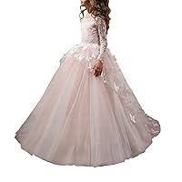 Abaowedding Lovely Flower Girl Dress Lace Long Sleeves Prom Gown