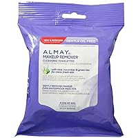 Almay Gentle Oil Free Makeup Remover Cleansing Towelettes, Hypoallergenic, Cruelty Free, Fragrance Free, Ophthalmologist & Dermatologist Tested, 25 Wipes