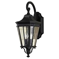 Feiss OL5401BK Cotswold Lane Outdoor Patio Lighting Wall Lantern, Black, 2-Light (9