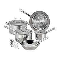 T-fal Performa Stainless Steel Cookware Set 12 Piece Induction Oven Broiler Safe 500F Pots and Pans, Dishwasher Safe Silver