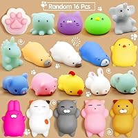16 Pcs Mochi Squishy Toys Easter Egg Fillers Party Favors for Kids Easter Gifts Basket Stuffers Kawaii Mini Animal Squishies Stress Relief Toys Squeeze Toy Classroom Prize Reward for Boy Girl Random