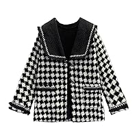 Spring And Autumn Women's Dress Slim Thousand Bird Plaid Woolen Coat Feminine Fashionable And Young