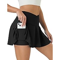 Tennis Skirt for Women High Waisted Golf Skirts with Pockets Shorts Crossover Athletic Pleated Skorts Skirts