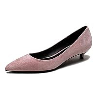 Women Suede Kitten Low Heels Heels Pumps Slip on Classic Fashion Pump Shoes