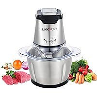 LINKChef Food Chopper, 5 Cup Food Processor Mini Electric, 1.2L 250W Meat Grinder with 4 Bi-Level Blades, Stainless Steel Mincer for Kitchen, Vegetable, Onion, Garlic, Salad, Baby Food, Fruit, Nuts