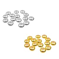 30Pcs Brass Rubber Beads Stopper Beads Stopper Positioning Spacer Beads Adjustable Slider Clasps Round Beads Insert Rubber for Bracelets Jewelry Makings (Gold and Silver 10mm)