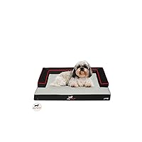Indoor Outdoor Pet Recovery Dog Bed | Multi Element Extreme Joint Support with Cooling Gel | 100% Water Proof and Machine Washable Cover | Medium, Onyx Black