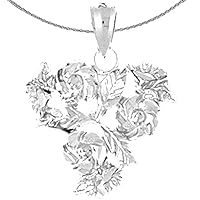 Silver Flower Necklace | Rhodium-plated 925 Silver Bouquet of Flower Pendant with 18