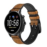 CA0448 Egyptian Hierogylphics Papyrus of ANI Leather & Silicone Smart Watch Band Strap for Fossil Mens Gen 5E 5 4 Sport, Hybrid Smartwatch HR Neutra, Collider, Womens Gen 5 Size (22mm)