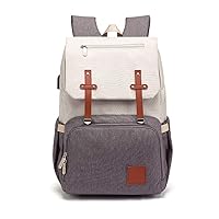 Baby Diaper Bag Backpack, Nappy Changing Bag for Dad Mom with Insulated Pockets, Travel Pack With USB Charging Port Large Capacity, Stylish and Durable (Grey And White)